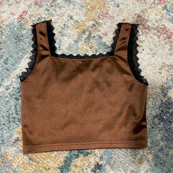 Brown Silky Crop Top - Picture 2 of 2